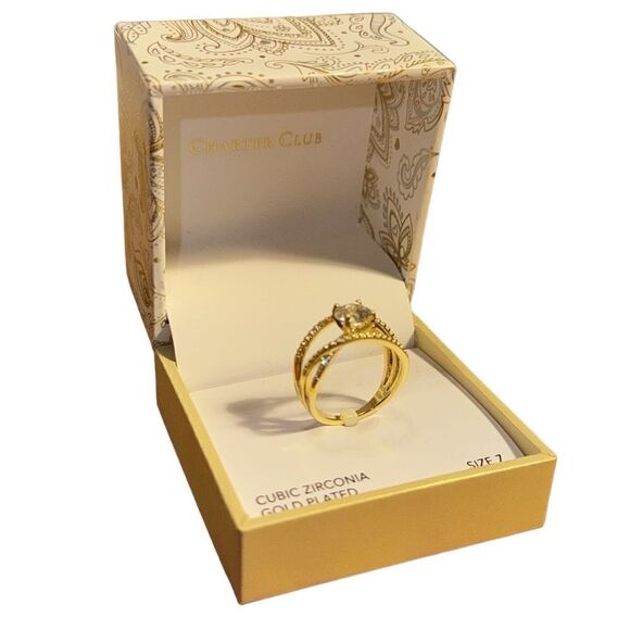 NWT Charter Club Gold-Tone Cubic Zirconia Overlap Open Ring size 7 - Picture 3 of 5